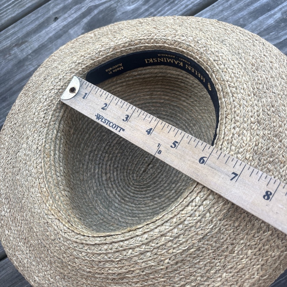 Helen Kaminski Handmade Australia Raffia Hat Natural OS white ribbon runs small - Picture 13 of 16